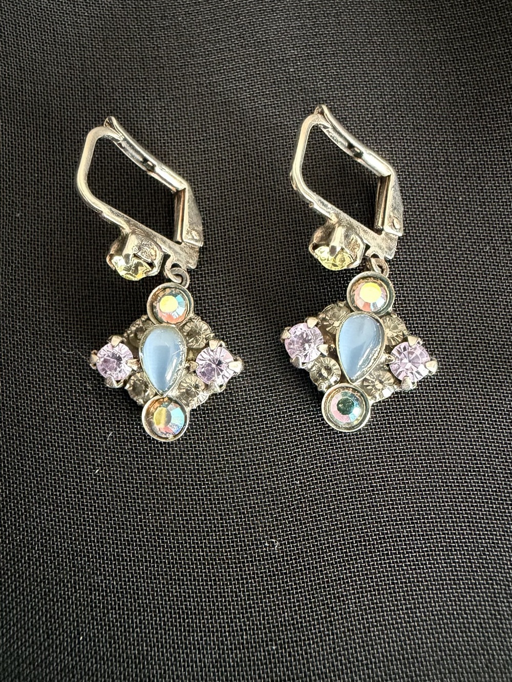 Sorrelli Silver-Tone Blue Teardrop Crystal Drop Earrings